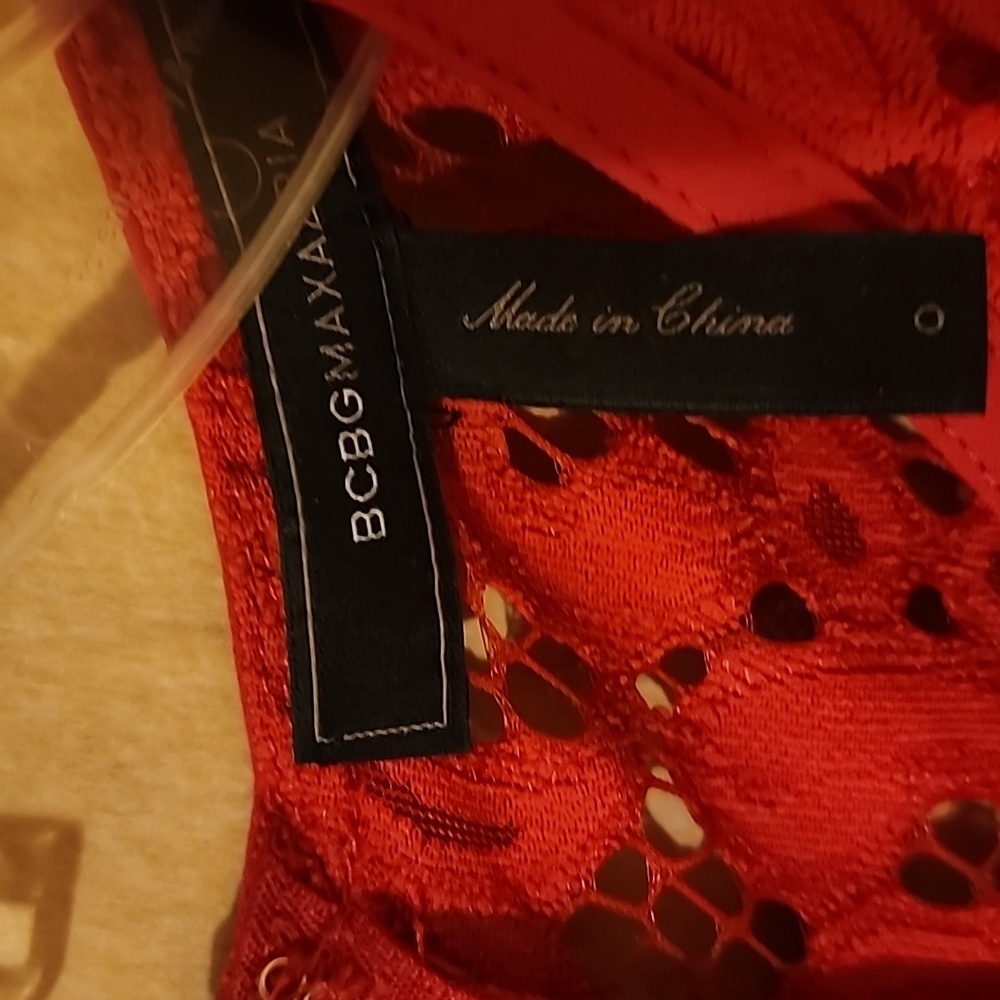 BCBG red lace short dress  With Ruffles size 0 - Picture 7 of 7